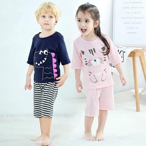 Kids pajamas children sleepwear baby boys girls pajamas sets animal pyjamas Kids T-shirt+Pants pijamas cotton nightwear