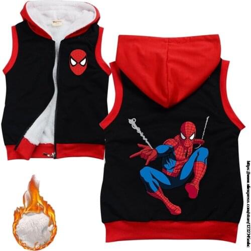 Disney Childrens Vests SpiderMan Autumn and Winter New Big Childrens Thicken Fur Boy Vest Baby Coats Toddler Outwear Waistcoat