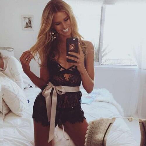 Womens Nightgown Large Size Lace Thin Mesh Hollow Out Sexy Sleepwear Women Sling Slit Nightie Plus Size Lingerie