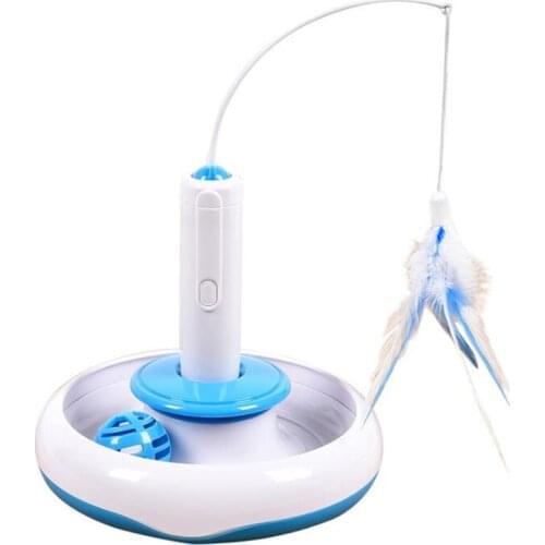 Pet Cat Electric Toys Teaser Interactive Cats Toy Rotating designed Funny Feather Toys For Pet Cats small animals