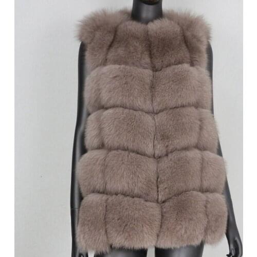 Dropshipping 2021 Natural Real Big Fox Fur Vest Coat Winter Jacket Women Thick Warm Outerwear New Fashion Streetwear Brand
