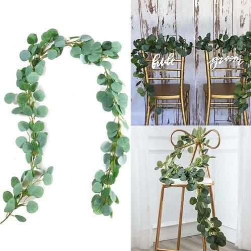 1/2m Artificial Eucalyptus Garland Faux Garland Silver Dollar Eucalyptus Greenery Leaves Vines Plant for Wedding Arch Wall Decor