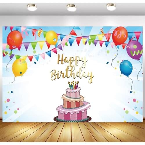 Colorful Flags Balloons Decoration Cake Table Backdrop Photography Newborn Baby 1ST Birthday Party Background Wall Poster Vinyl