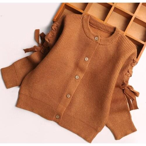 Foreign Trade New Girls Long Sleeve Knitted Sweater Baby Kids Spring Autumn Cardigan Coat Childrens Knitwear Clothes Outfit B23