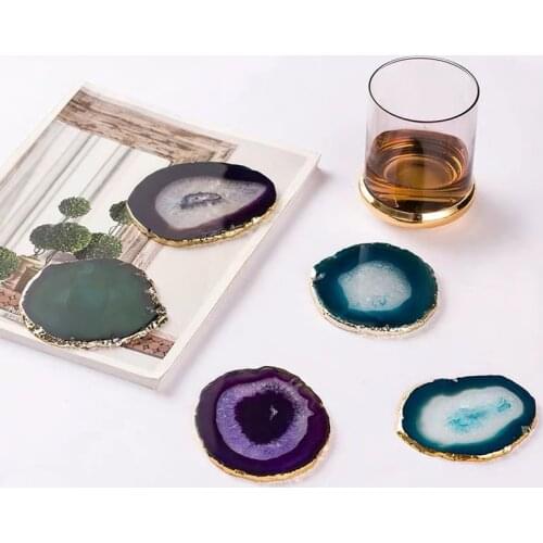 Natural agate slices coaster Polished Agate Gems Crafts Pad Home Decoration Stone Holiday Gift