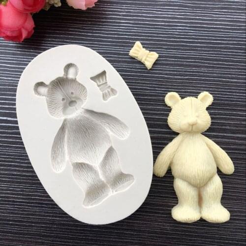 New 3D bear silicone mold Fondant cake decoration Chocolate candy dough cookie mold Soap mould