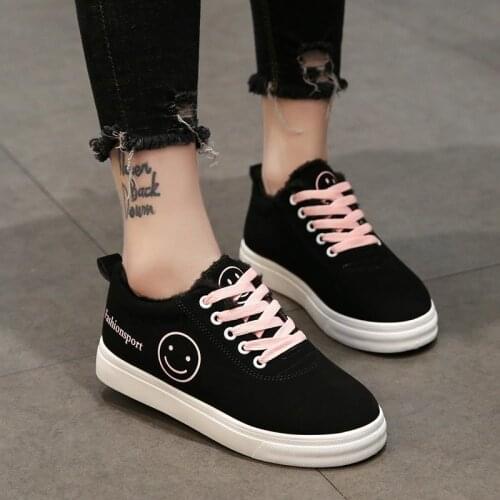 2021 Spring New Style Womens Shoes Womens Sports Shoes Womens Sneakers Lovey Smiley Face Lace-Up Womens Flat Shoes