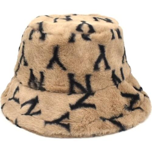 Bucket Hat with Letter Pattern Fisherman Winter Autumn Outdoor Panama for Men Women with Flat Top