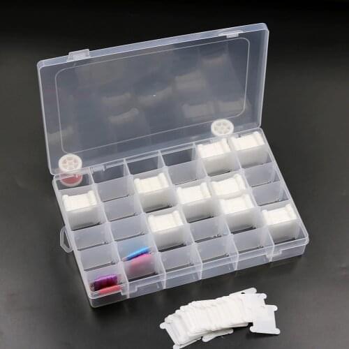 36 Grids Plastic Embroidery Floss Cross Stitch Organizer Storage Box with 300pcs Plastic Thread Bobbins Thread Card Sewing Tools
