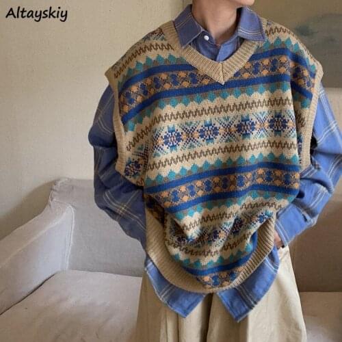 Sweater Vest Women Unisex Harajuku Couple Spring Chic Soft Retro BF Knitwear Fashion All-match Lady Vacation Loose Sweet V-Neck