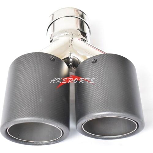 Universal car Model Dual Carbon fiber stainless steel universal Auto exhaust tip end muffler pipe For Right Side