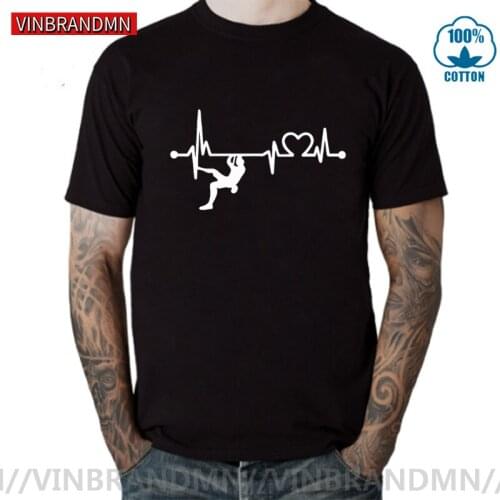 Vinbrandmn Funny Mountain Climber Heartbeat T shirt men Humor Rock Climb T-shirt Rock Climber Cool Climbing Lover Gift Tee Shirt