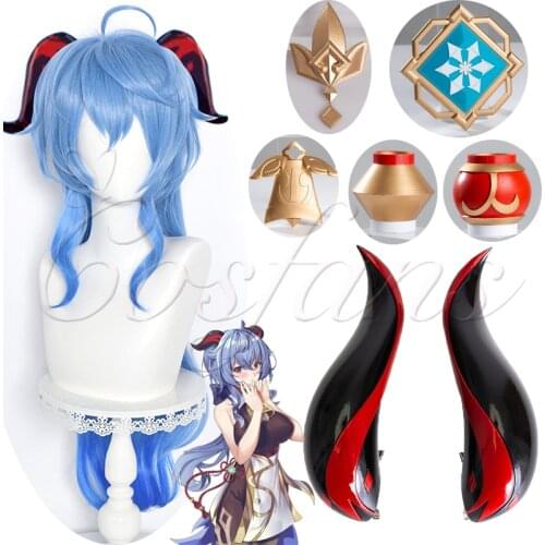 Game Genshin Impact Ganyu Cosplay Horn Hair Clip Hair Pin Ganyu Cosplay Wigs Gan Yu Cosplay Hair Waist neck Props Halloween suit