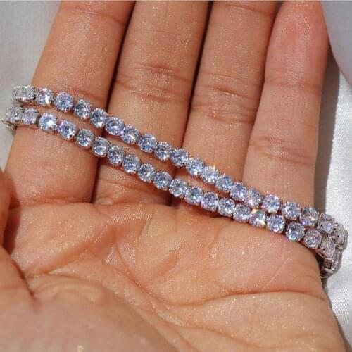 Statement Chain Tennis Bracelet 4mm AAAAA cz Stone White Gold Filled Party Wedding bracelets for women Bridal Fashion Jewelry