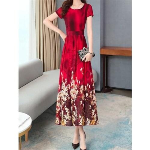 3XL Plus Size Women Summer Boho Dress O-Neck Short Sleeve Print Midi Dress Elegant Ladies Evening Party Dress Vestidos