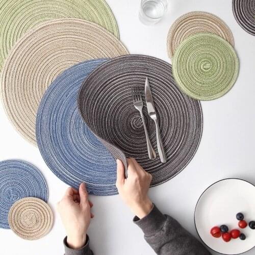 1-4pcs Free Shipping - Home Decoration Round Weaving Place Dining Table Pad, 38cm Heat Resistant Kitchen Anti-Skid Mat