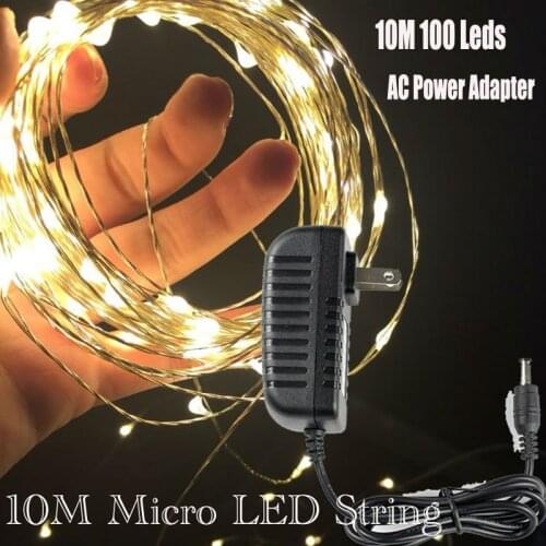 10M 33Ft Micro 100 Leds Silver Copper Wire LED String Light Fairy Lights Includes Power Adapter UK US AU EU Plug With CE ROSH