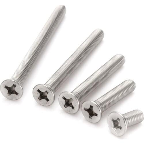 100pcs M3*25/30/35/40/45/50mm Countersunk head screws flat head cross Countersunk head screw Brass cross head machine screws