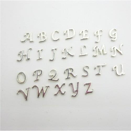 130pcs/lot Mix silver plating alphabet letter floating charms living glass lockets floating charms(A-Z 26designs per 5 pcs)