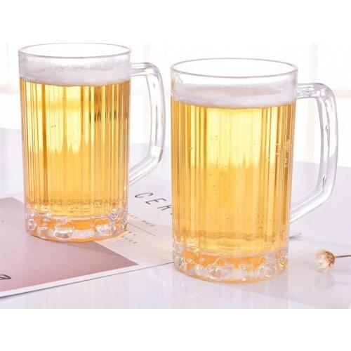 2pcs 500ML Transparent Beer Mug Cup Plastic Beer Drinking Cup Juice Cup Household Water Cup Juice Drink Cup