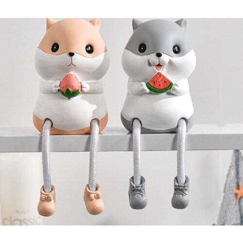 2pcs/set Cute Animals Style Creative Wall Hanging Foot Doll Resin Crafts Hanging Leg Doll Elf Doll Figurines Home Decoration