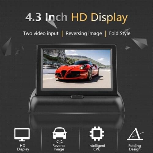4.3Inch Car Auto Foldable Monitor LCD Screen Dash Car Rear View Input Universal For Truck 2 RCA Video For Rear View DVD