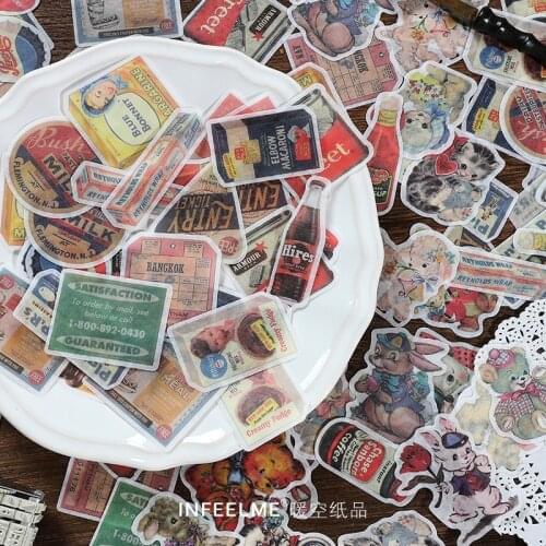 40 Pcs Vintage Nostalgia Ins Washi Sticker Diy Decorative Diary Journal Scrapbooking Planner Label Stickers Aesthetic Stationery