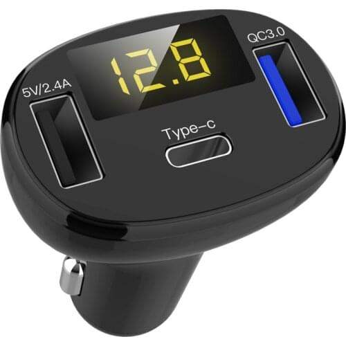 Car Charger Dual Port USB Type C QC3.0 Quick Charger Digital QC 3.0 Laptop Phone Charger for iPhone Samsung Xiaomi