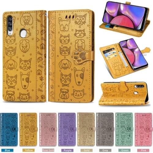 Cute Cat Dog Print Leather Case For Samsung Galaxy A30 A40 A50 A70 A20S A30S A50S A70S A01 A11 A41 A51 A71 A21 Stand Flip Cover