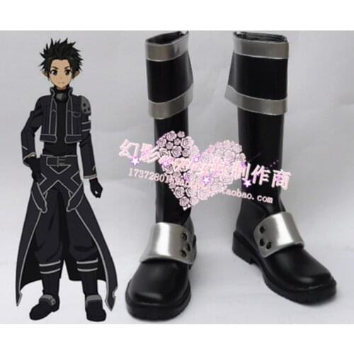 Sword Art Online Halloween Black Kirito Loong Boots Shoes H016