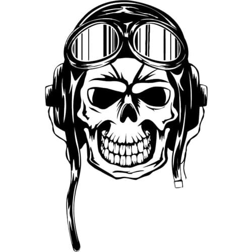 Dawasaru Interesting Skull Pilot Car Stickers Waterproof Decals Laptop Suitcase Auto Motorcycle Truck Decoration PVC,18cm*12cm