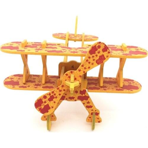 Children Toys Wooden 3D Aircraft Assembly Map Kids Early Educational Spell Insert Toy Assembly Aircraft Three-dimensional Puzzle