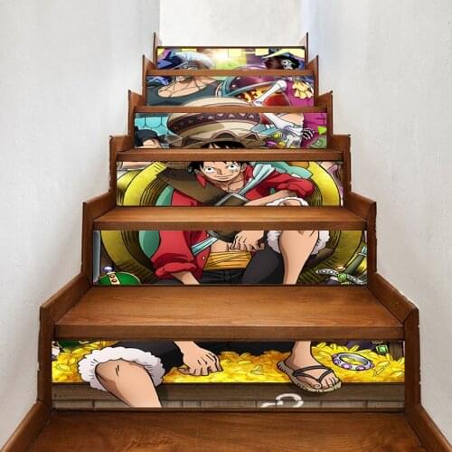 PVC Mural Paper Print Luffy One Piece Art Renew Picture Self Adhesive Waterproof Stair Stickers Home Decor Wallpaper For Bedroom