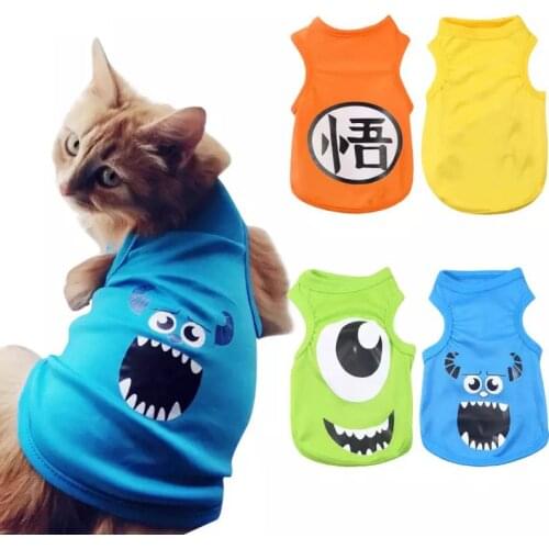 Cat Dog Clothes Vest Teddy Bomei Goku Small Medium-sized Dogs Spring Summer Cool Breathable Pet Clothes Anti-hair Loss E11391
