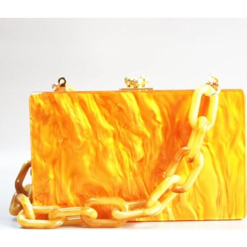 Pearl Hot Orange Acrylic Designer Handbags Womens Bag Brand Cross body Clutch Bag Fashion Girl Shoulder Evening Messenger Purse