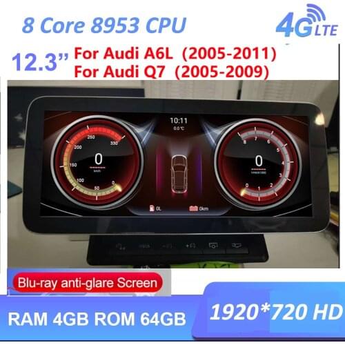 12.3"Android 10.0 4GB+64GB Multimedia Navigation GPS For Audi A6 A6L Q7 2005 2006 2007 2008 2009 2010 2012 2013 2014 2015 2016