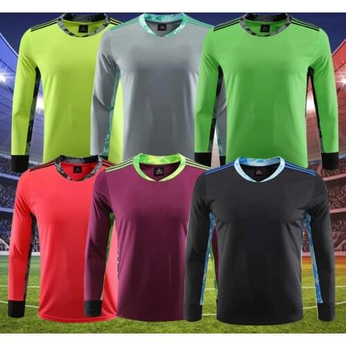 2020 New Mens Soccer Training Goalkeeper Uniform Suit Adult Football Jersey Set Long Sleeve and Protective Sponge Pants