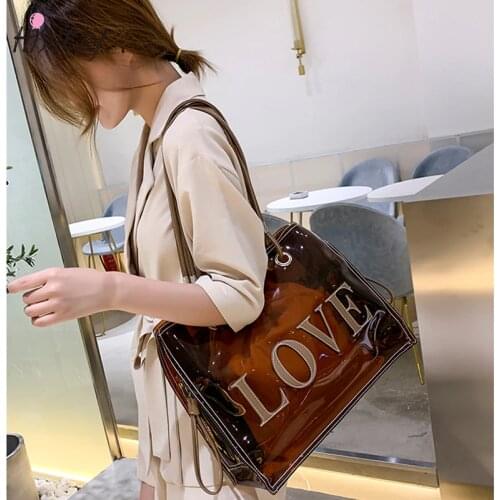 New Fashion Transparent Bags for Women 2021 Ladies Shoulder Bag Female Large Capacity Handbag Big High Quality Letter Tote BG510