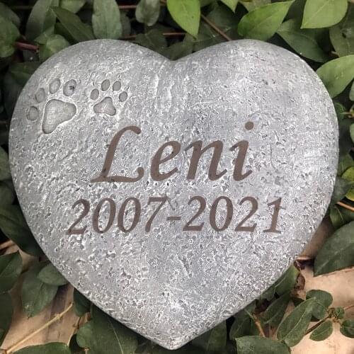 New Cat Dog Heart Shaped Paw Print Remembrance Memorial Stone Grave Marker for Outdoor Tombstone Or Indoor Display Pet Gift