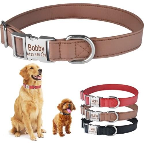 Personalized Dog Collar Custom Engraved Puppy ID Name Tag Buckle Gray Collar S-L