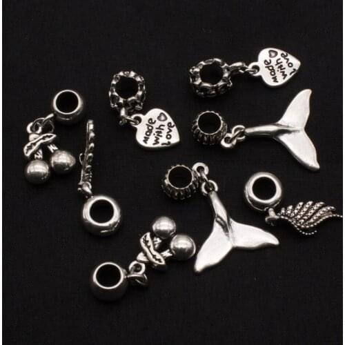 10pcs/pack retro zinc alloy jewelry pendant fashion handmade stone wear beads jewelry accessories