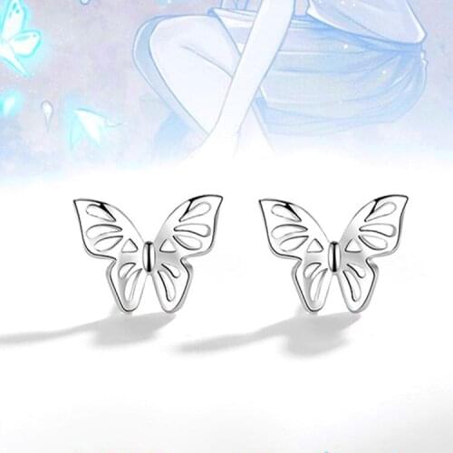 Simple Fashion Butterfly Stud Earrings Smooth Cut Animal Butterfly Stud Earrings Elegant Girl Party Jewelry Best Friend Gift