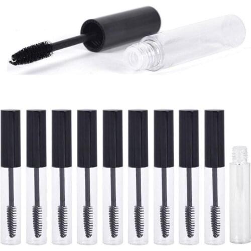 10ML Clear Plastic Empty Mascara Tube Empty Refillable Eyelash Liquid Vial Bottle with Black Cap Makeup Tools