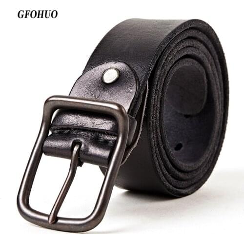 Luxury genuine leather belt men vintage leather belts mens jeans strap black color wide strapping waistband brown thong