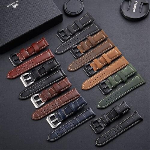 2021 Top Watchbands Bracelet Super Quality Genuine Leather Strap 20mm 22mm 24mm 26mm Steel Buckle Watchband Watch Accessories
