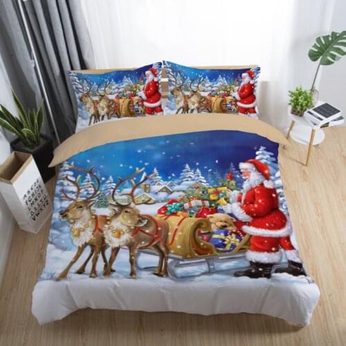3D Printed Merry Christmas Bedding Set Queen/Twin/King Size Christmas Gift Decoration for Home Pillowcase & Duvet Cover Sets