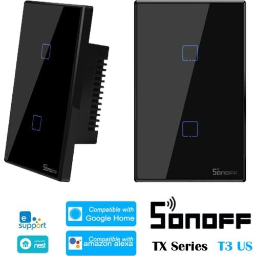 SONOFF T3 US TX-Series 433 WiFi Smart Home Switch 1/2/3C-TX Gangs Divided Into Swtich Compatible with eWelink ALexa Google Home