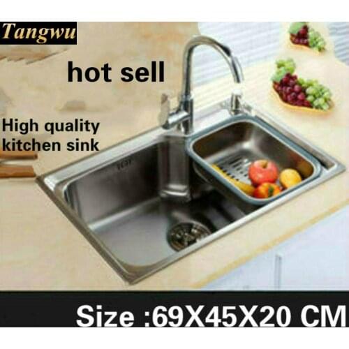 Tangwu High quality kitchen sink Food-grade 304 stainless steel large single slot The overall tensile 69x45 x20 cm