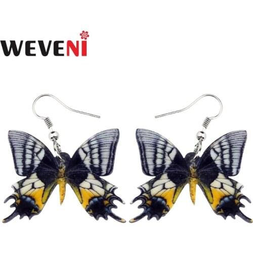 WEVENI Acrylic Fashion Golden Kaiserihind Butterfly Insect Earrings Dangle Drop New Trendy Jewelry For Women Girls Bijoux Charms