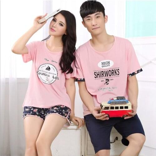 Women Knitted Cotton Sleepwear Men Comfortable Summer Pajama Underwear Nightwear Casual Lounge iT396 Free Shipping